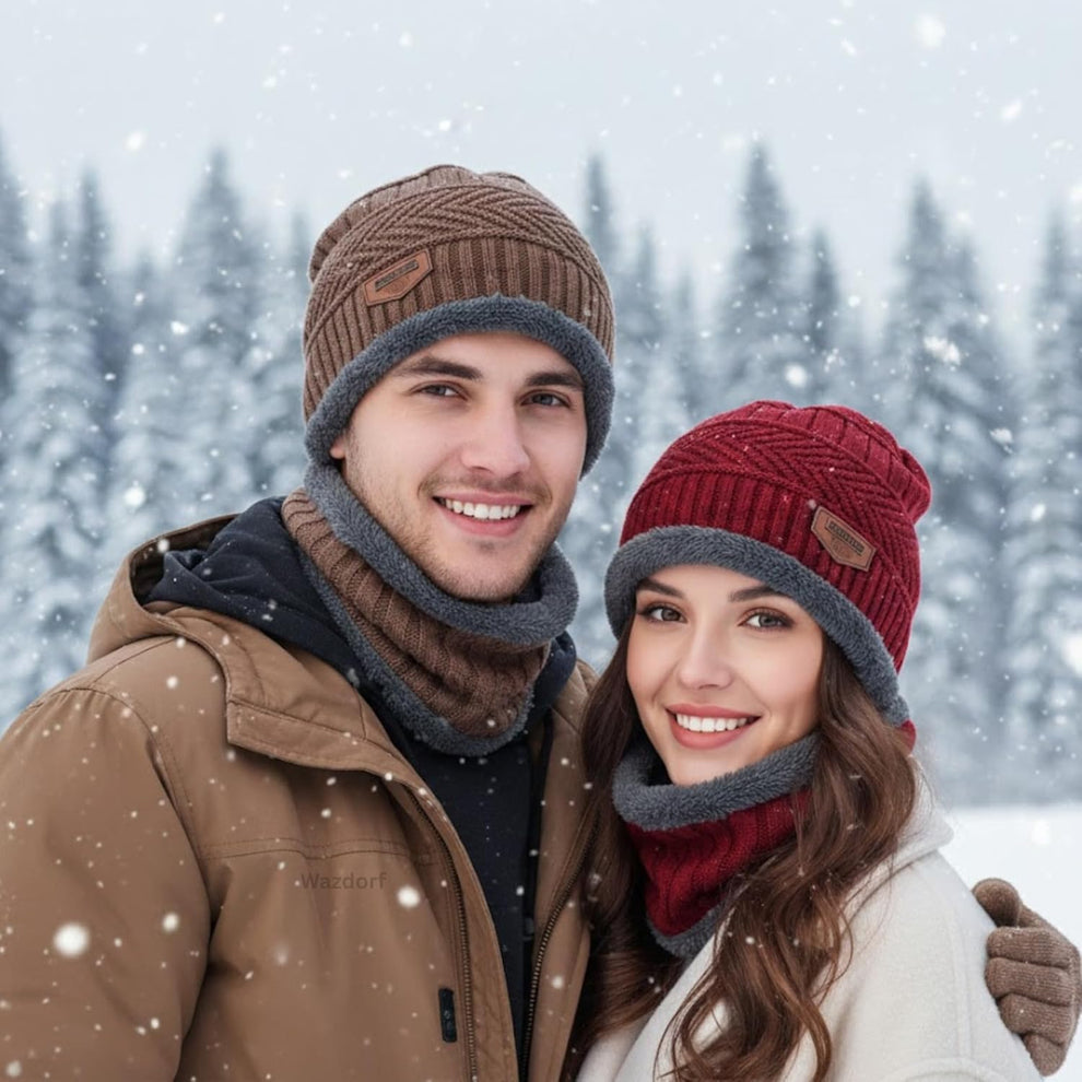 Unisex Woolen Cap Set